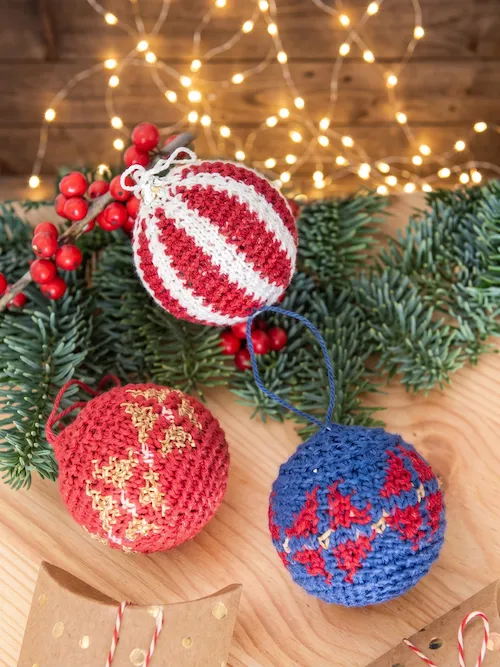 Esferas navideñas tejidas a crochet