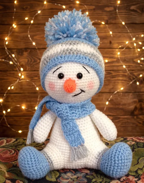 Muñeco de nieve tejido a crochet