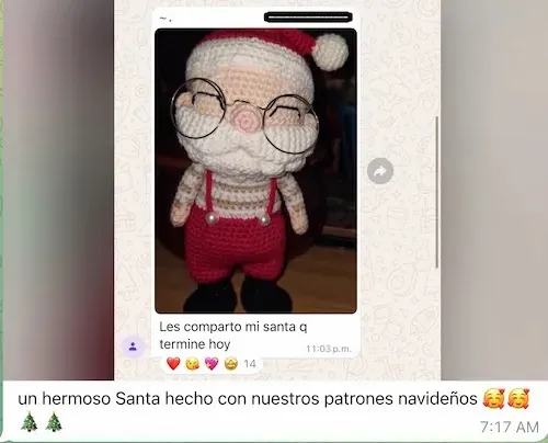 Santa Claus tejido a crochet terminado por una crochetera