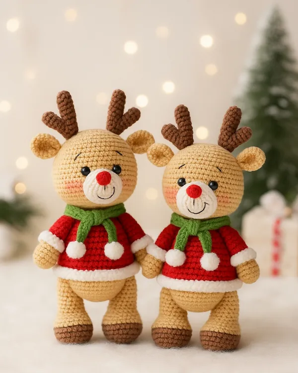 Renos navideños tejidos a crochet