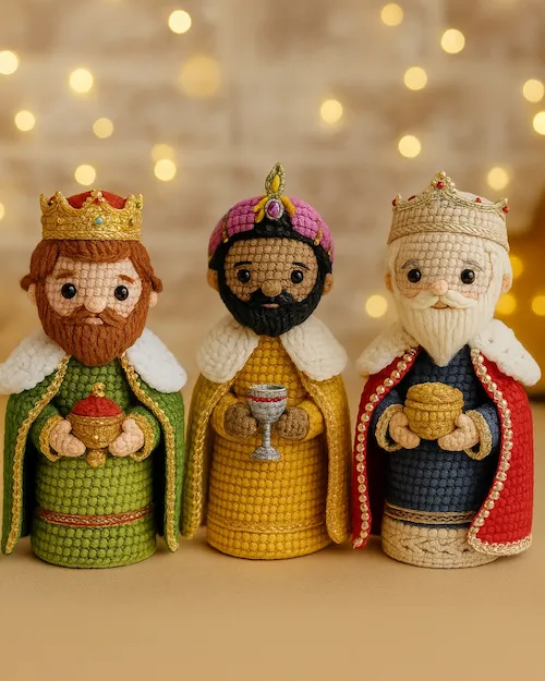 Tres Reyes Magos tejidos a crochet